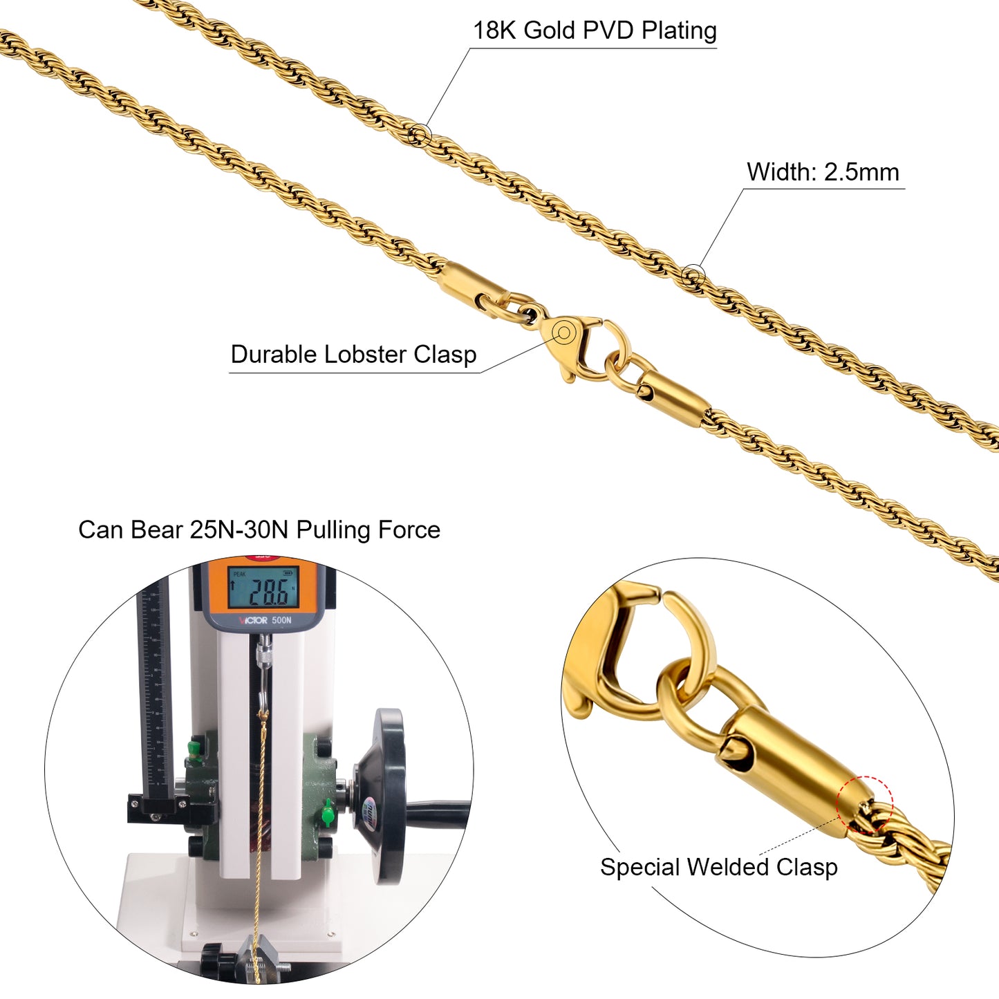 Scarabeaus 3 MM ROPE CHAIN