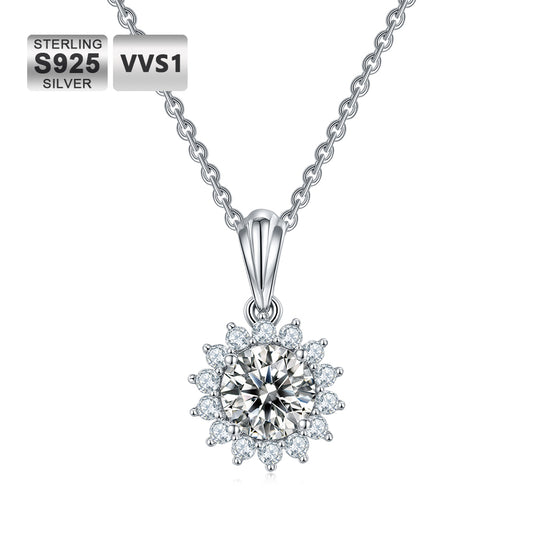 Scarabeaus VVS MOISSANITE 925 SILVER STERLING CHAIN Flower