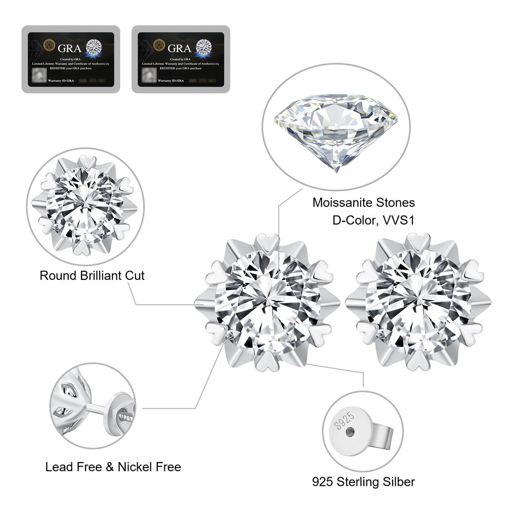 Scarabeaus 0.5 Carats *2 VVS1 Snowflake Moissanite Earrings
