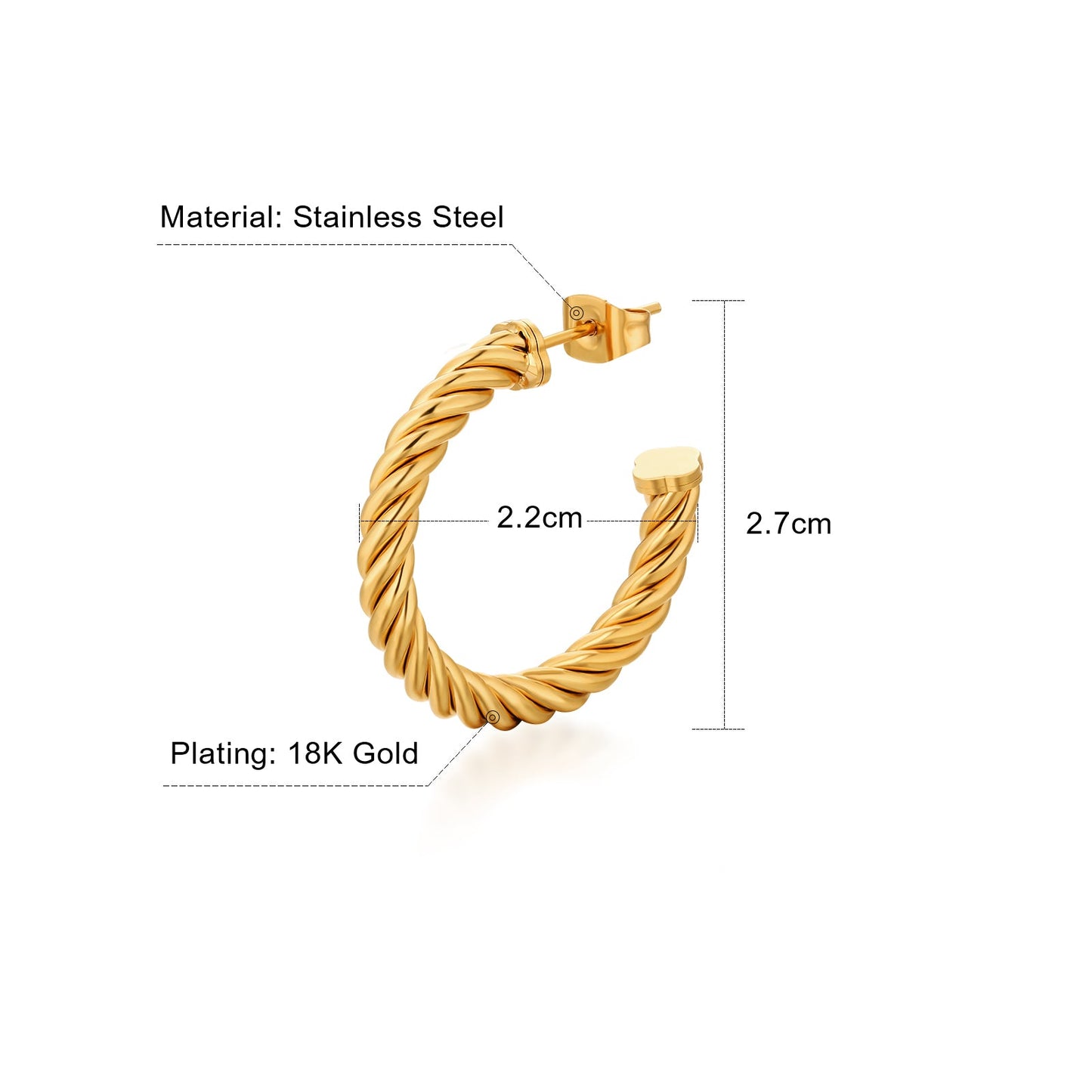 Scarabeaus Gold Twisted Hoop Earrings for Women