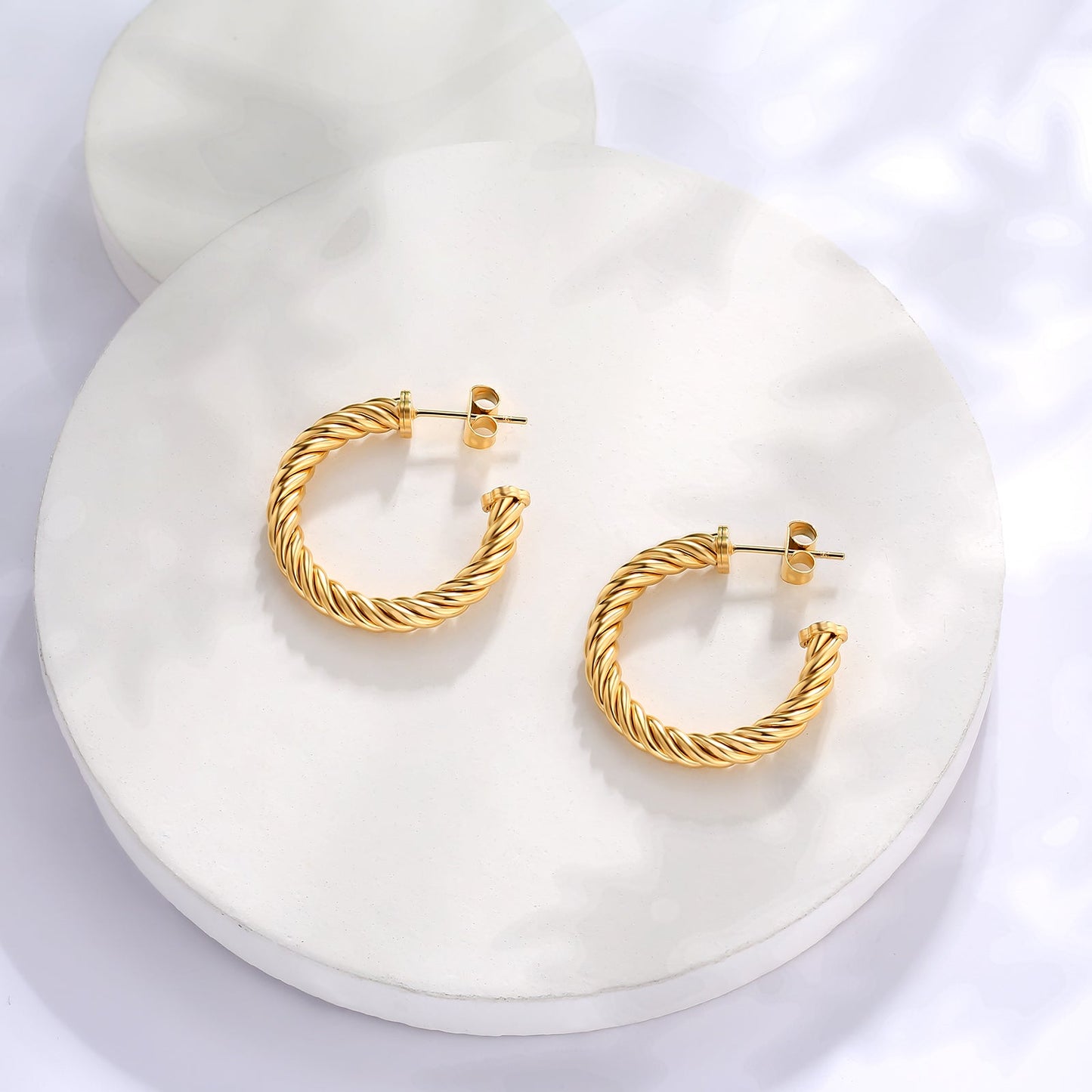 Scarabeaus Gold Twisted Hoop Earrings for Women