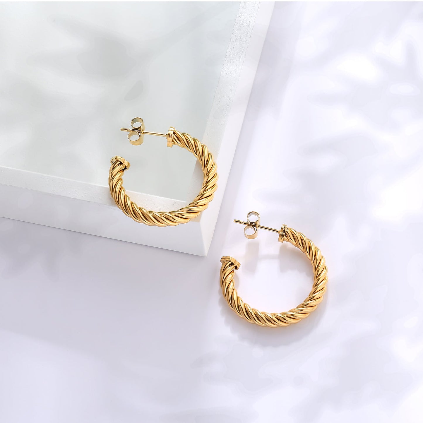 Scarabeaus Gold Twisted Hoop Earrings for Women