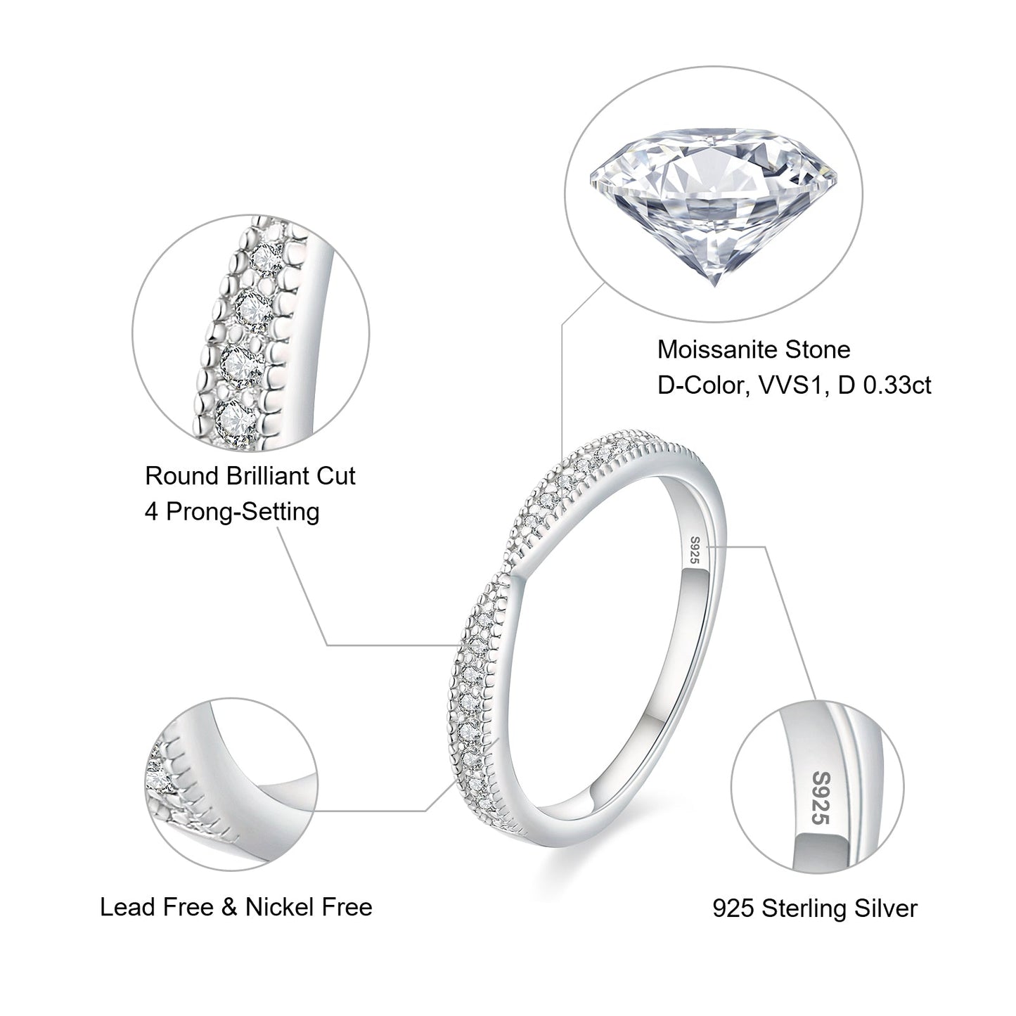 Scarabeaus 0.33 Carats VVS1 Moissanite Rings for Women