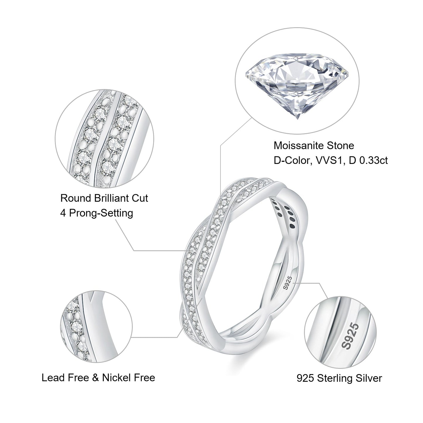 Scarabeaus 0.33 Carats VVS1 Moissanite Rings for Women