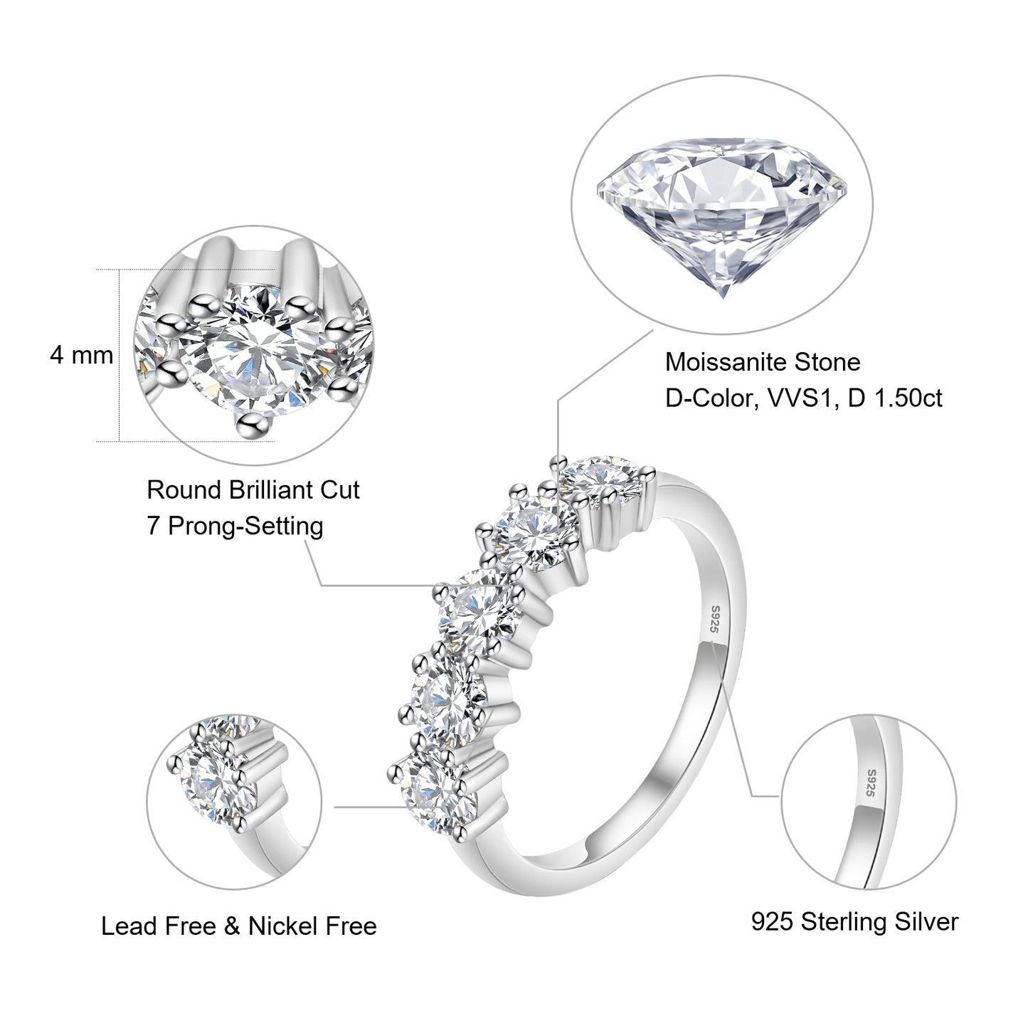 Scarabeaus 1.50 Carats VVS1 Moissanite Rings for Women