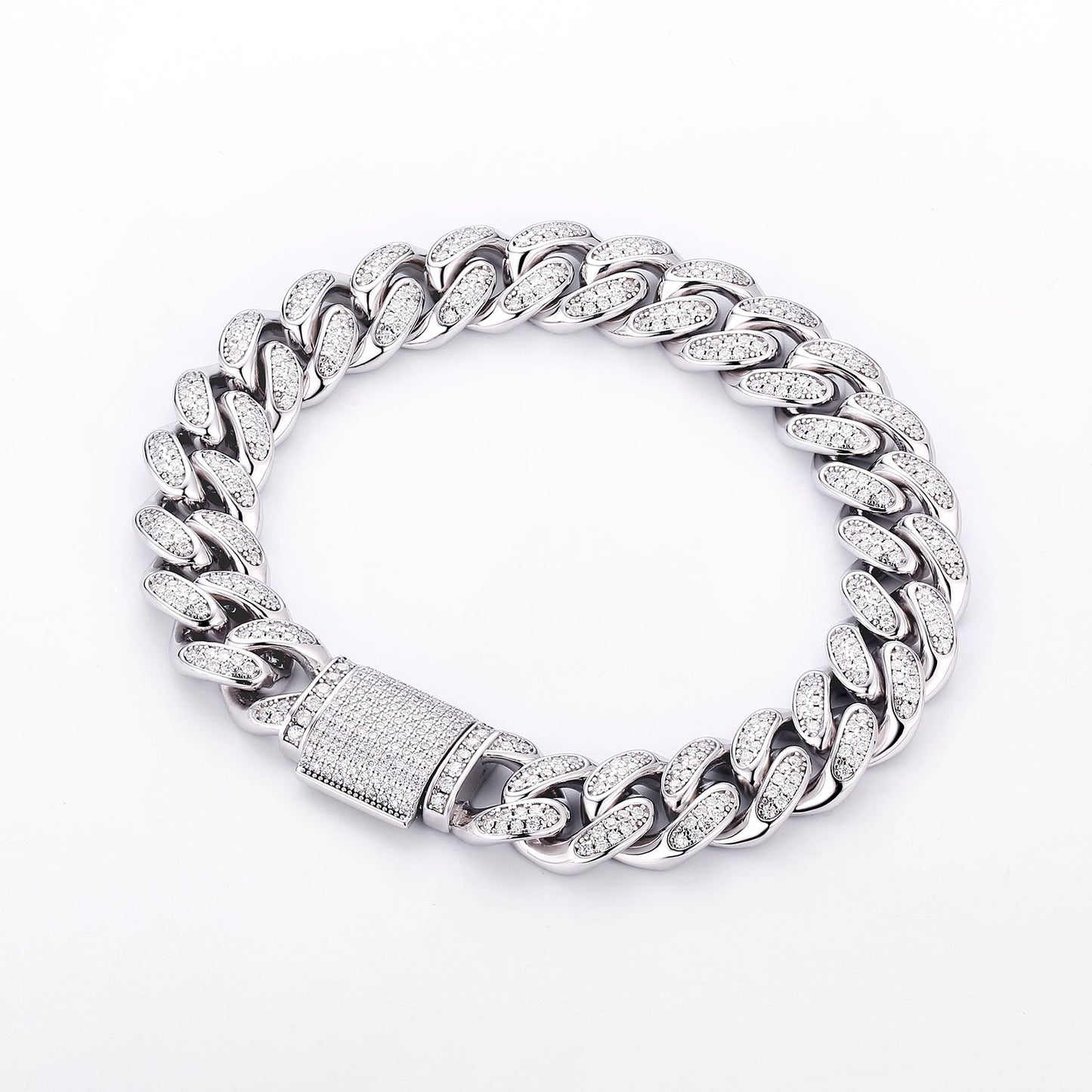 Scarabeaus 12mm Moissanite Cuban Link Chain Bracelet S925 Silver