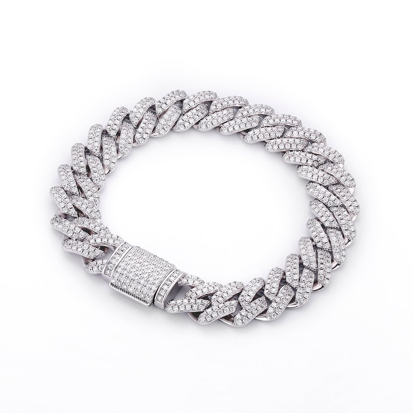 Scarabeaus 14mm Moissanite Cuban Link Chain Bracelet S925 Silver