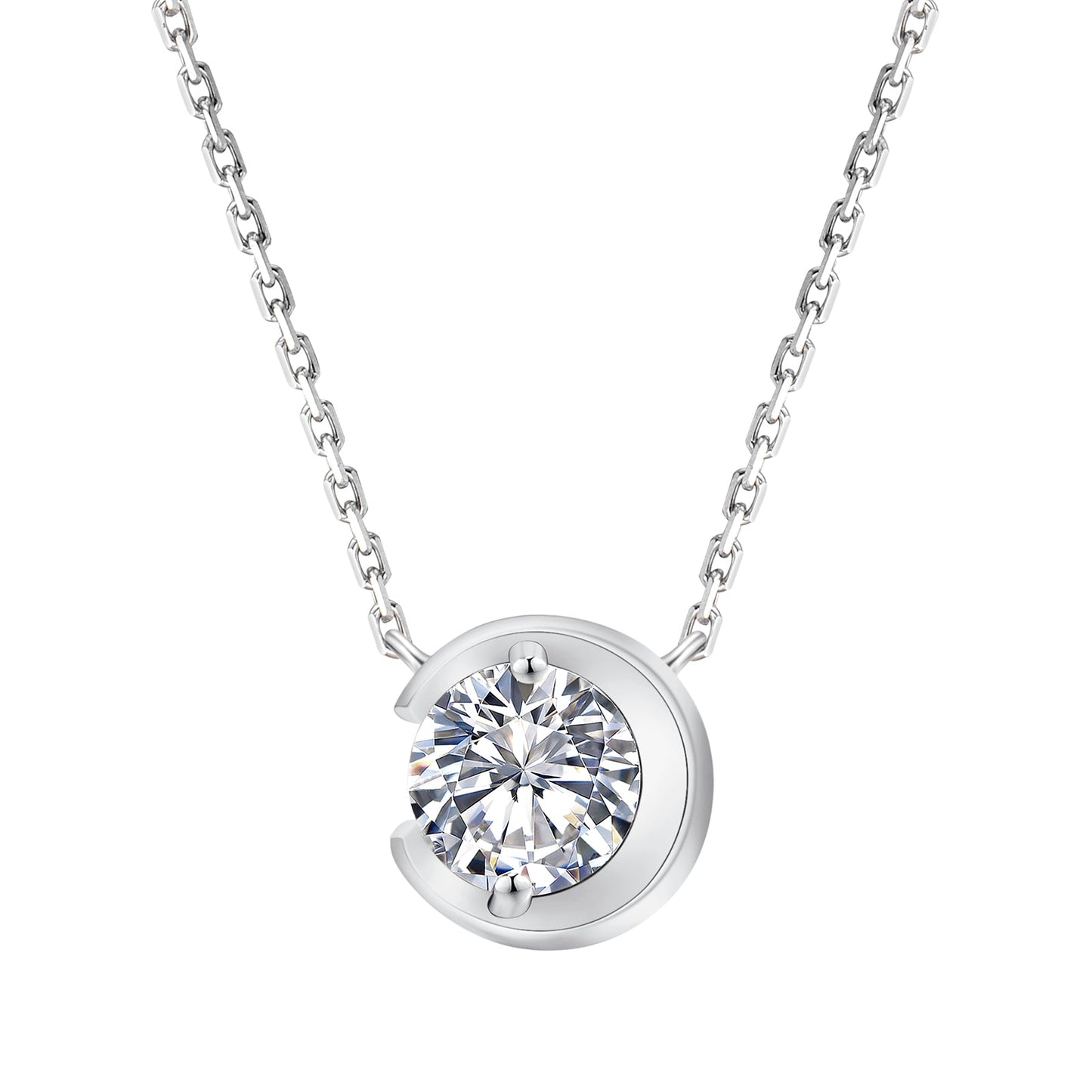 Scarabeaus 1.0 Carats VVS1 Moissanite Moon Pendant Necklace for Women