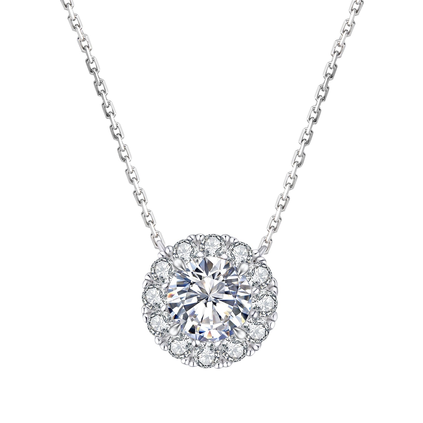 Scarabeaus 1.0 Carats VVS1 Moissanite Round Vintage Sparkling Pendant Necklace for Women