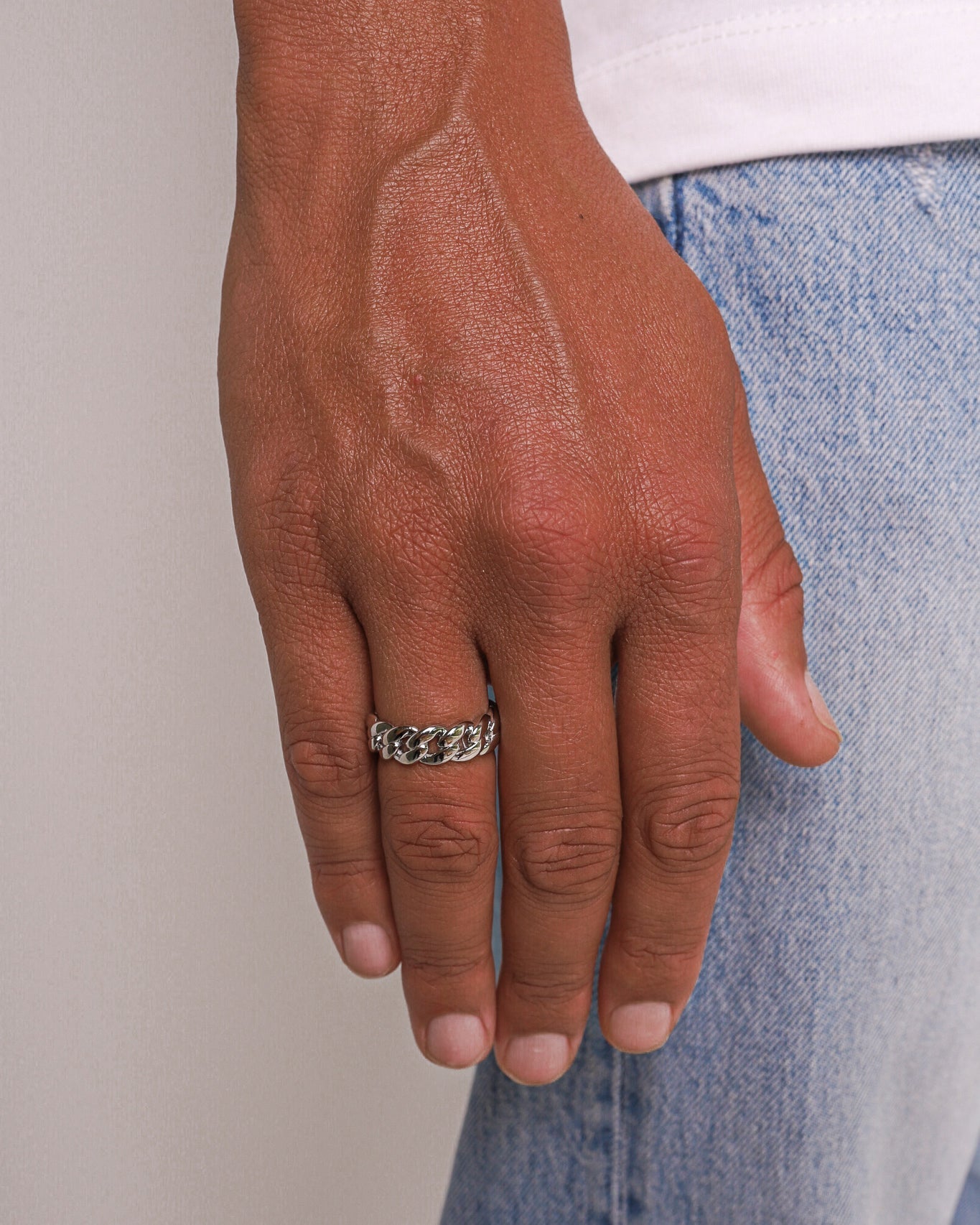 Scarabeaus CLEAN CUBAN RING - WHITE GOLD