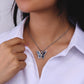 Scarabeaus Iced Out Cubic Zirconia Blue Butterfly Pendant Necklace for Women