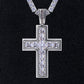 Scarabeaus Princess Cut  Mens Cross Necklace in White Gold