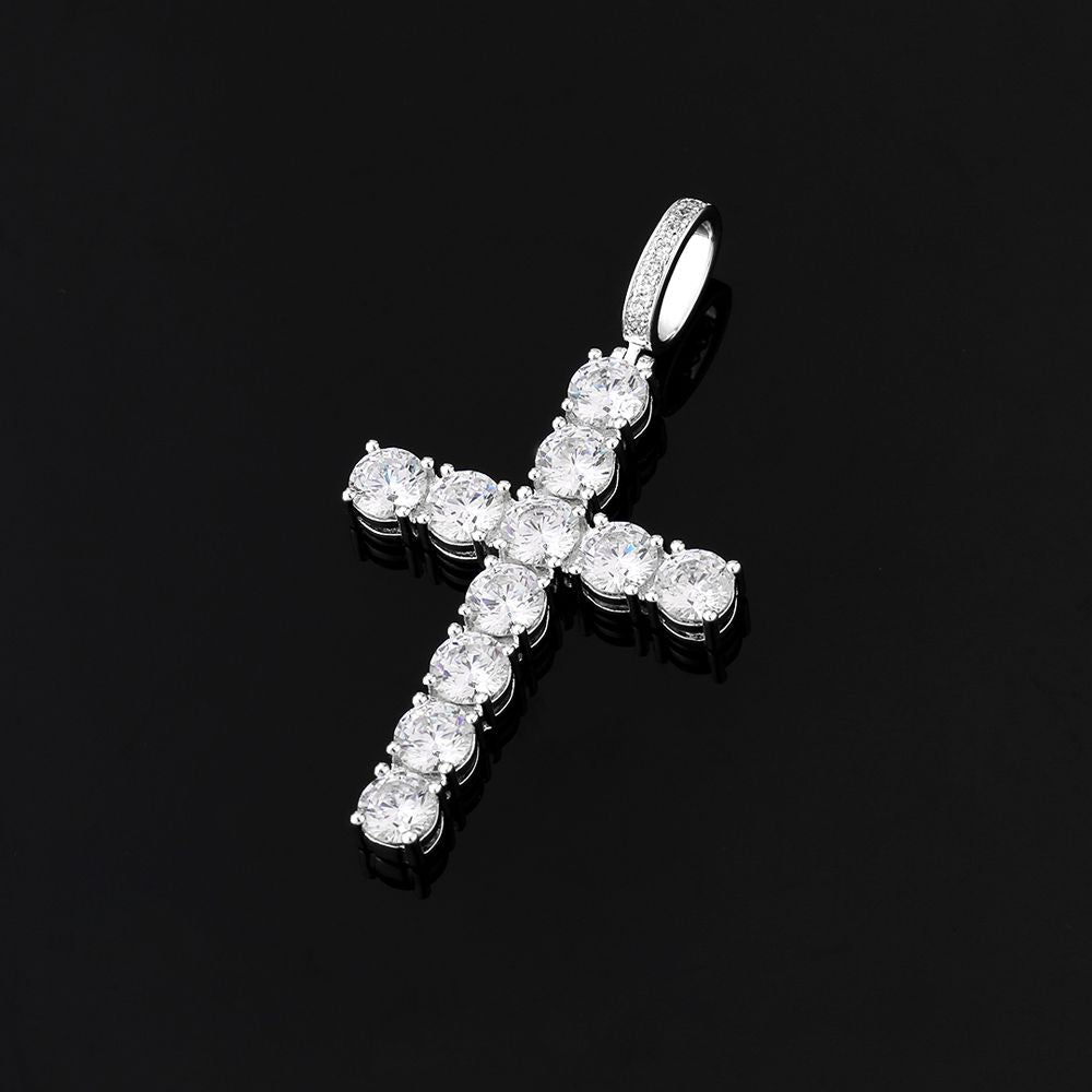 Scarabeaus 1 Iced Out Cross Pendant in White Gold/14K Gold( Pendant Only)