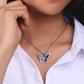 Scarabeaus Iced Out Cubic Zirconia Blue Butterfly Pendant Necklace for Women