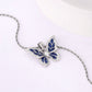 Scarabeaus Iced Out Cubic Zirconia Blue Butterfly Pendant Necklace for Women