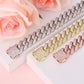 Scarabeaus 15mm Iced Out Prong Link Cuban Choker Chain in White Gold/14K Gold/Rose Gold for Women