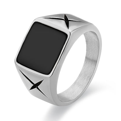 Scarabeaus SQUARE STAINLESS STEEL PETER STONE ONYX RING