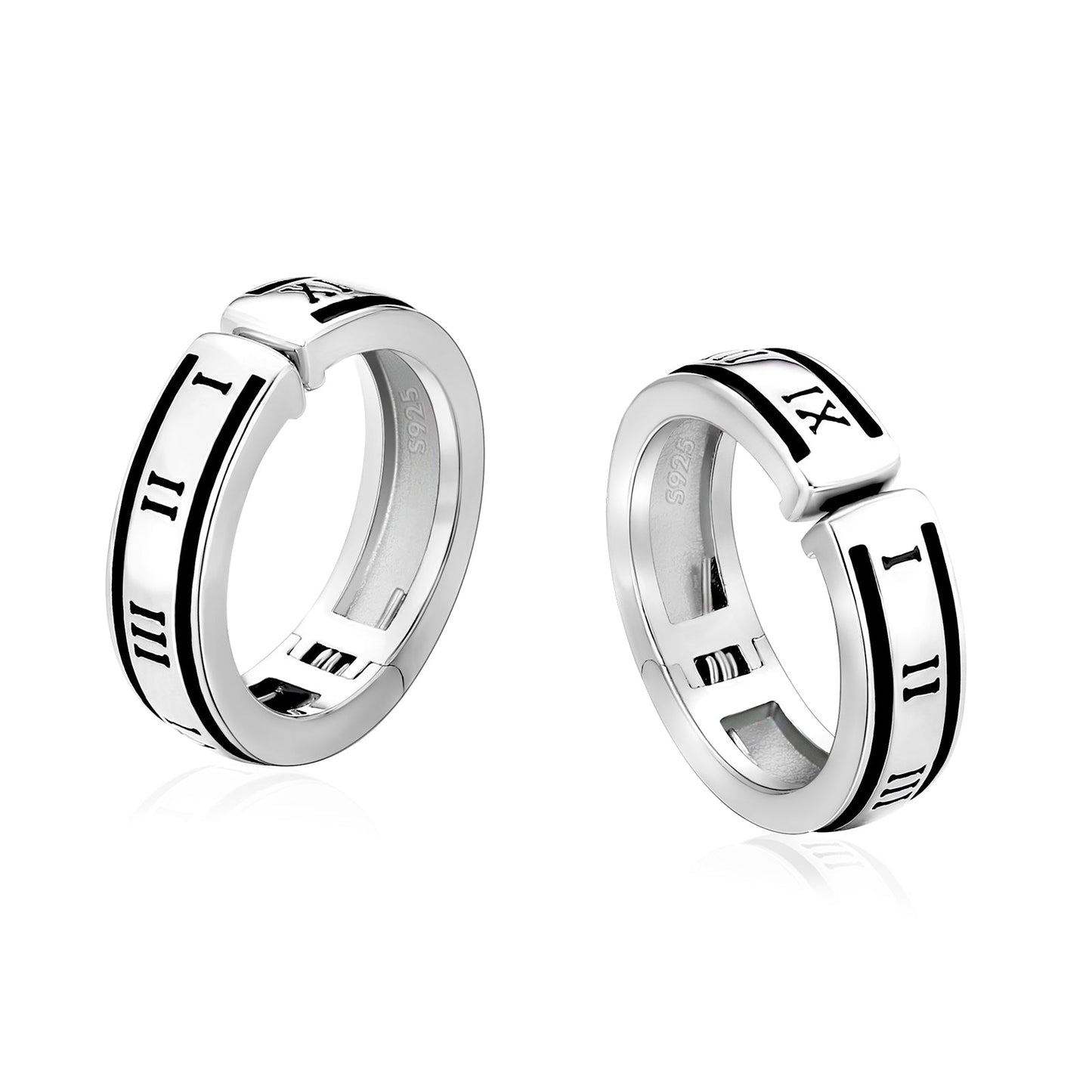 Scarabeaus  [Non-pierced] 15mm Ear Cuff Sterling Silver Roman Numerals Printed for Men