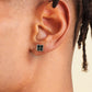 Scarabeaus Square Black CZ Iced Stud Earrings for Men
