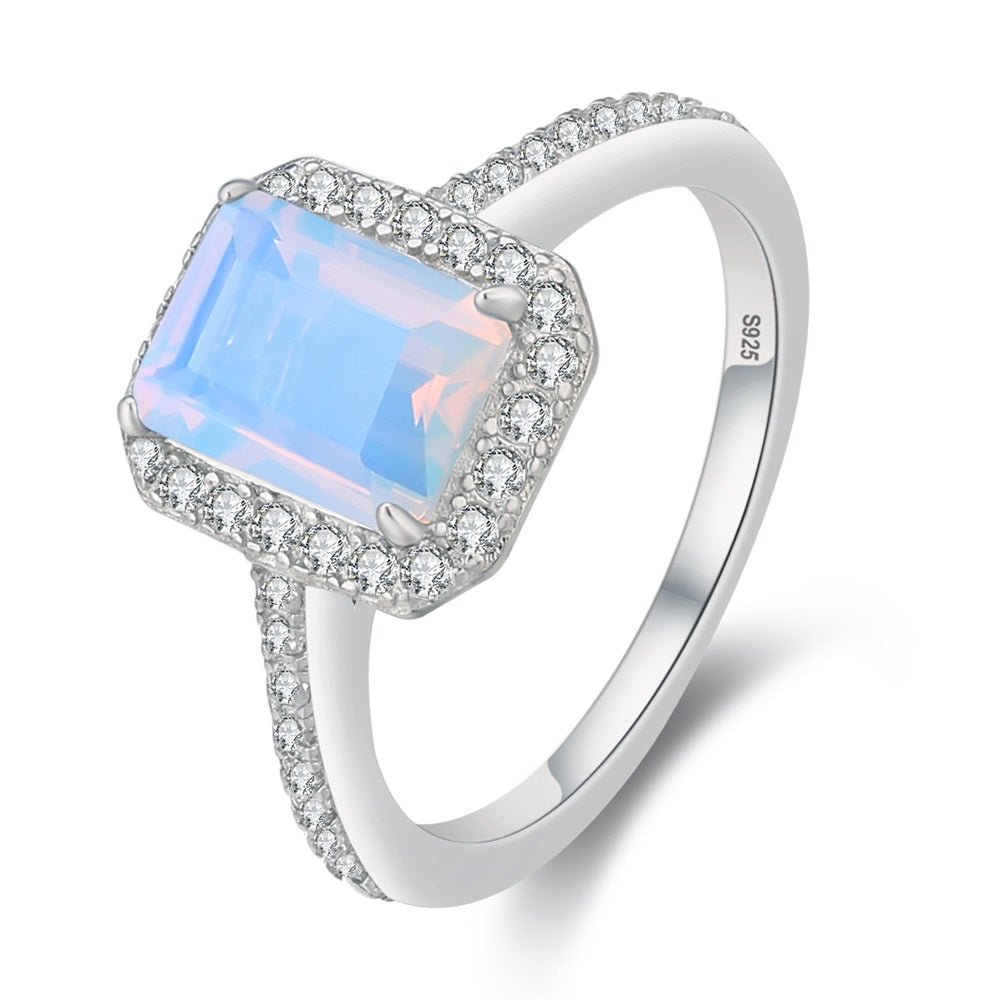 Scarabeaus S925 Square Moonstone Ring for Women