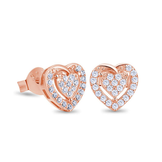 Scarabeaus Hollow Heart Stud Earrings for Women in Rose Gold