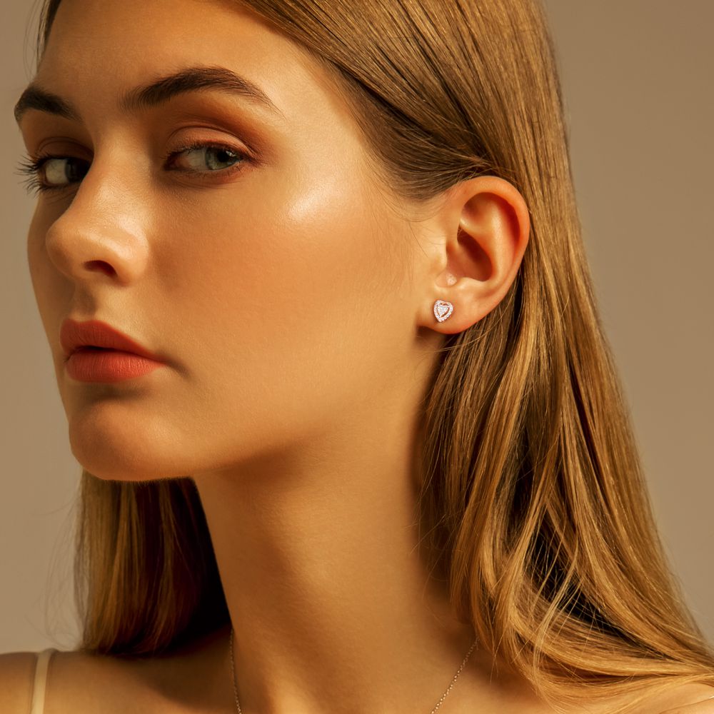 Scarabeaus Hollow Heart Stud Earrings for Women in Rose Gold