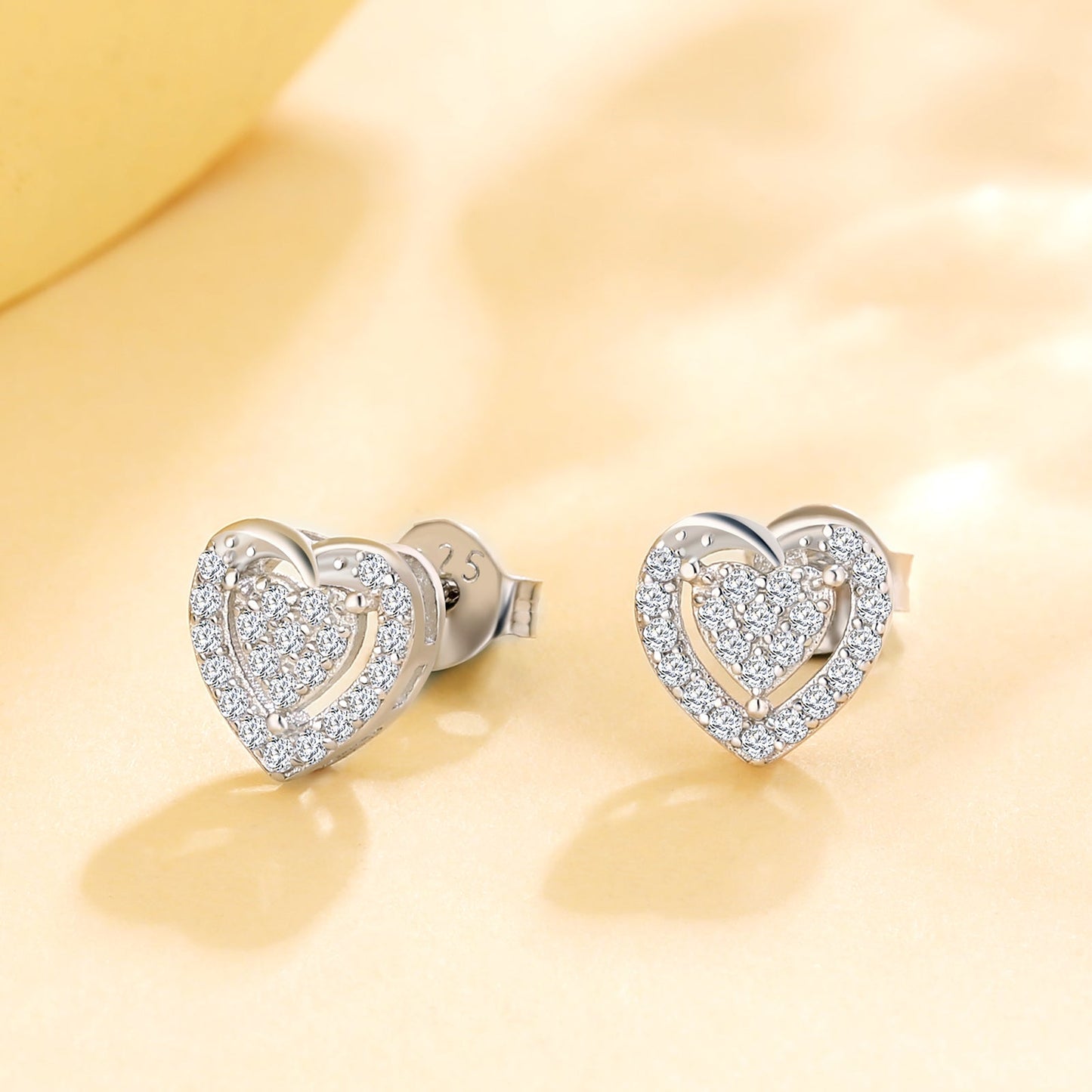 Scarabeaus Hollow Heart Stud Earrings for Women in Rose Gold