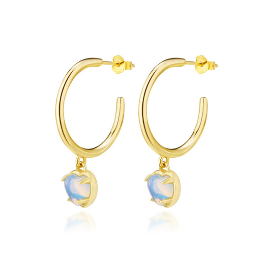 Scarabeaus Sterling Silver Moonstone Heart Pendant Earring for Women
