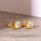 Scarabeaus Square Stud Earrings CZ Stone for Men and Women in 14K Gold / White Gold
