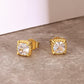 Scarabeaus Square Stud Earrings CZ Stone for Men and Women in 14K Gold / White Gold