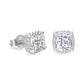 Scarabeaus Square Stud Earrings CZ Stone for Men and Women in 14K Gold / White Gold