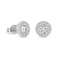 Scarabeaus Full Iced CZ Stone Round Twisted Stud Earrings  for Men and Women in 14K Gold / White Gold