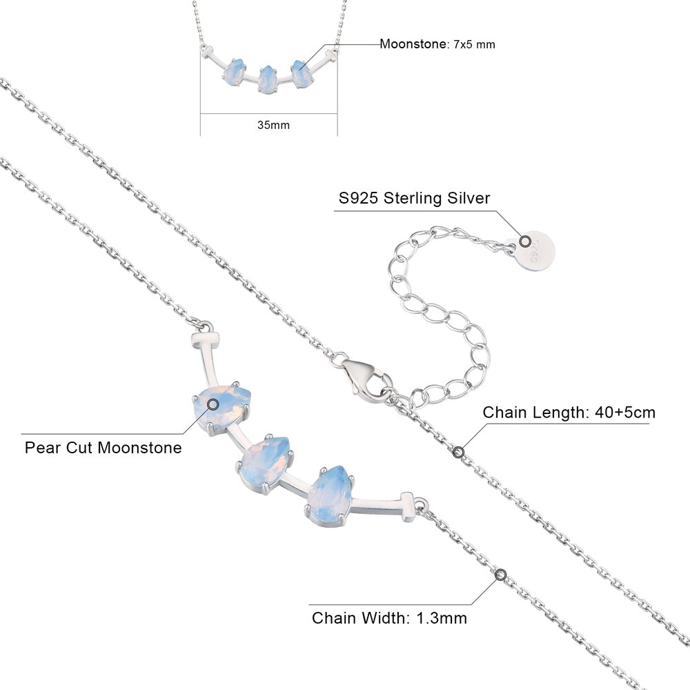 Scarabeaus Triple Moonstone Pendant Necklace for Women
