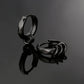 Scarabeaus 15mm 2in1 Black Mens Hoop Earring with Detachable Rings 925 Sterling Silver
