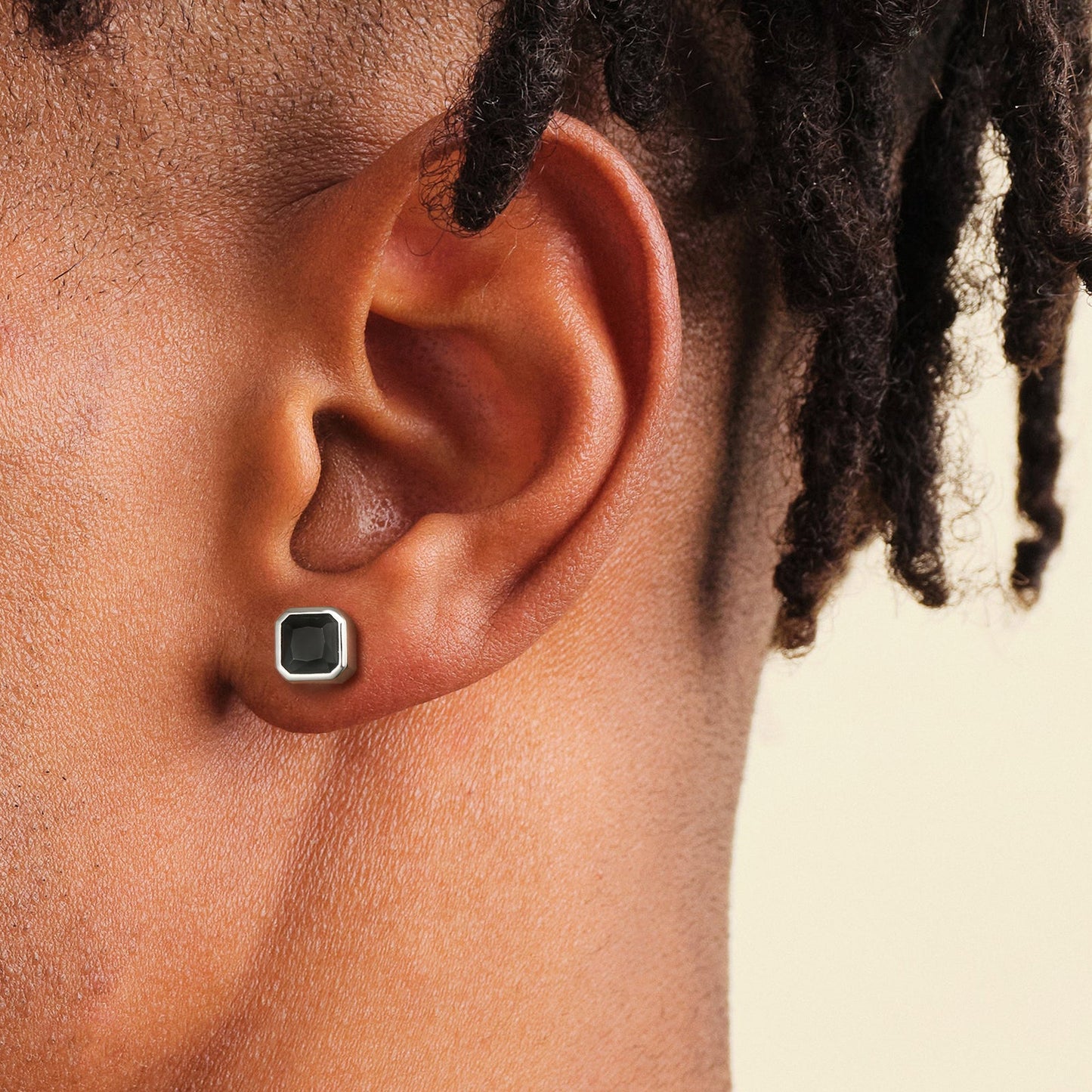 Scarabeaus Minimalist Black CZ Iced Stud Earrings for Men