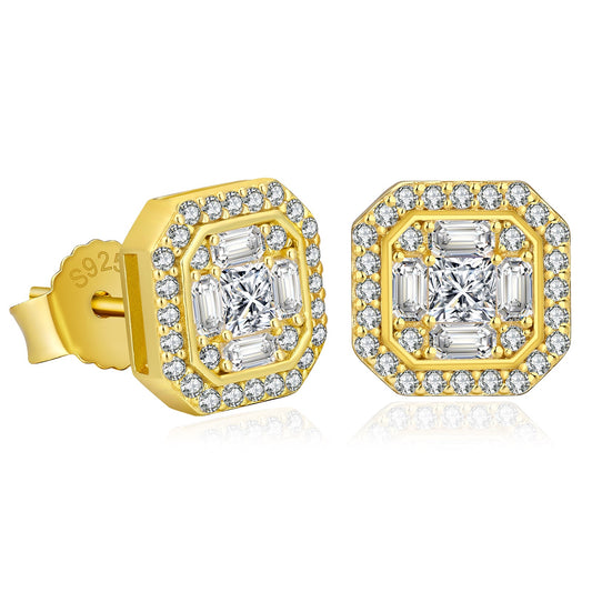 Scarabeaus Square Full Iced CZ Stud Earrings for Men