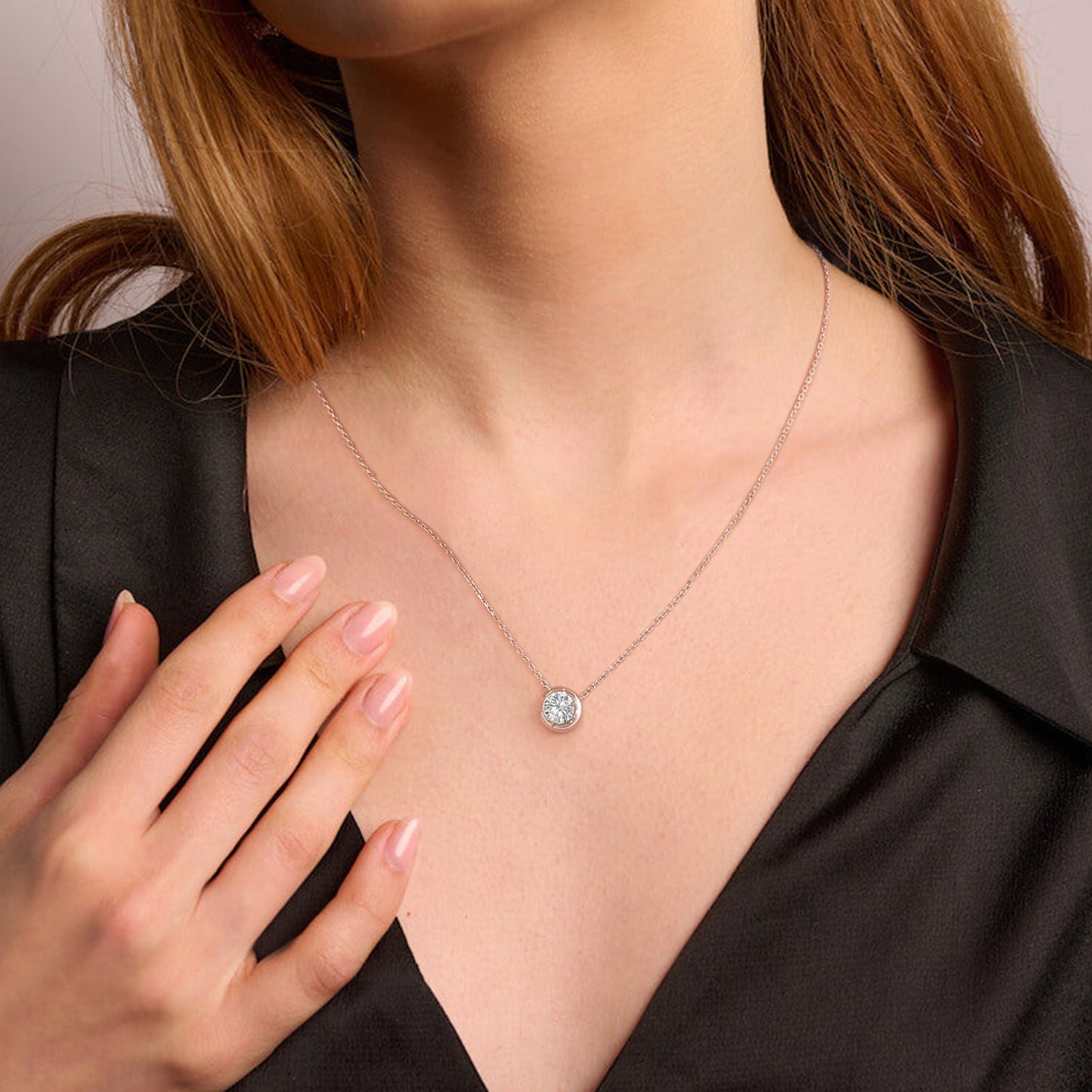 Scarabeaus 1.0 Carats VVS1 Moissanite Moon Pendant Necklace for Women