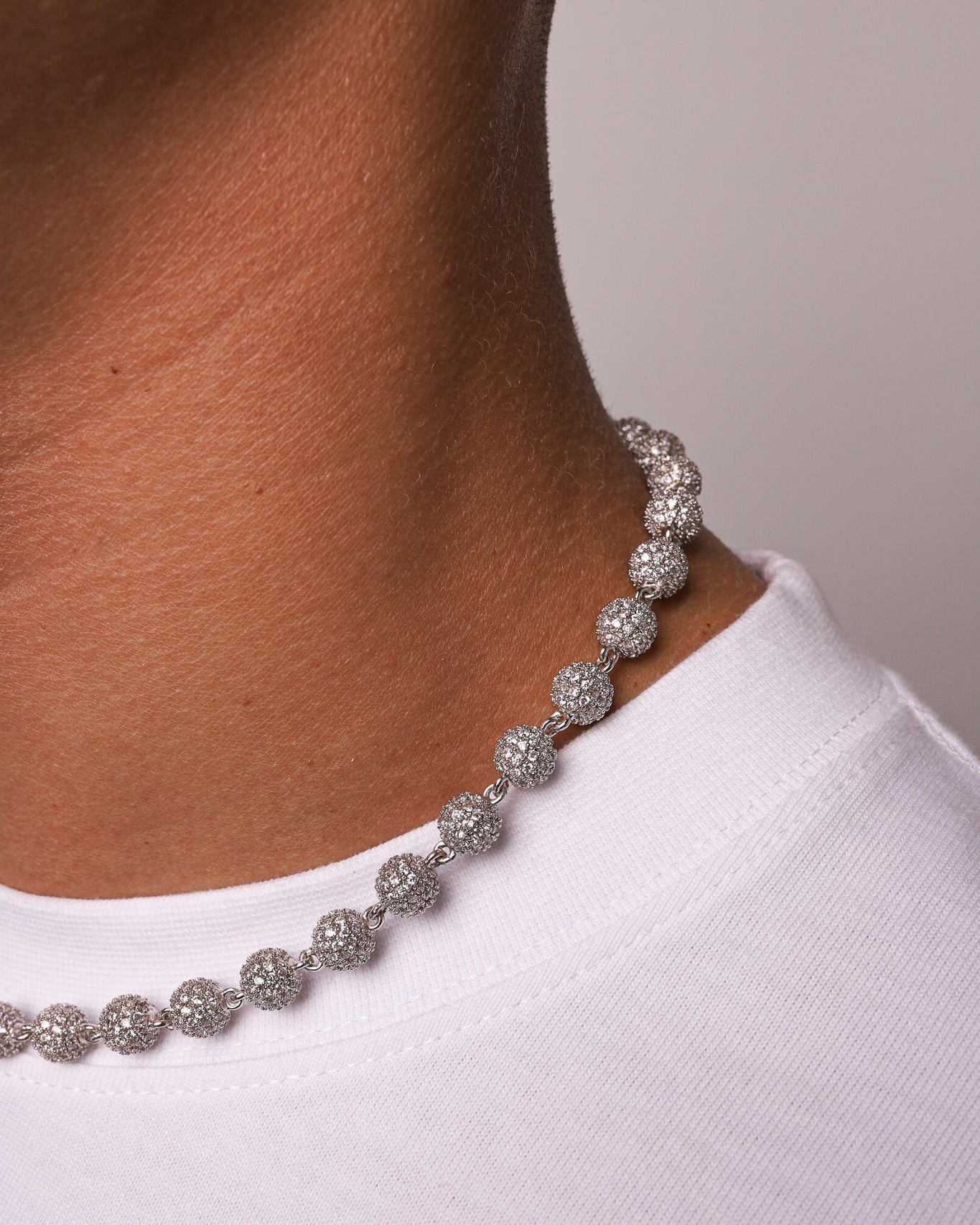 4mm iced ball chain deals in white gold